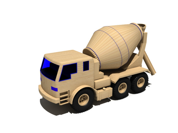 maya toy truck - Concrete mixer truck wooden toy... by gile.073